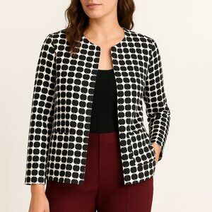 Dressbarn Geometric Print Blazer - Black & White, Size 3X